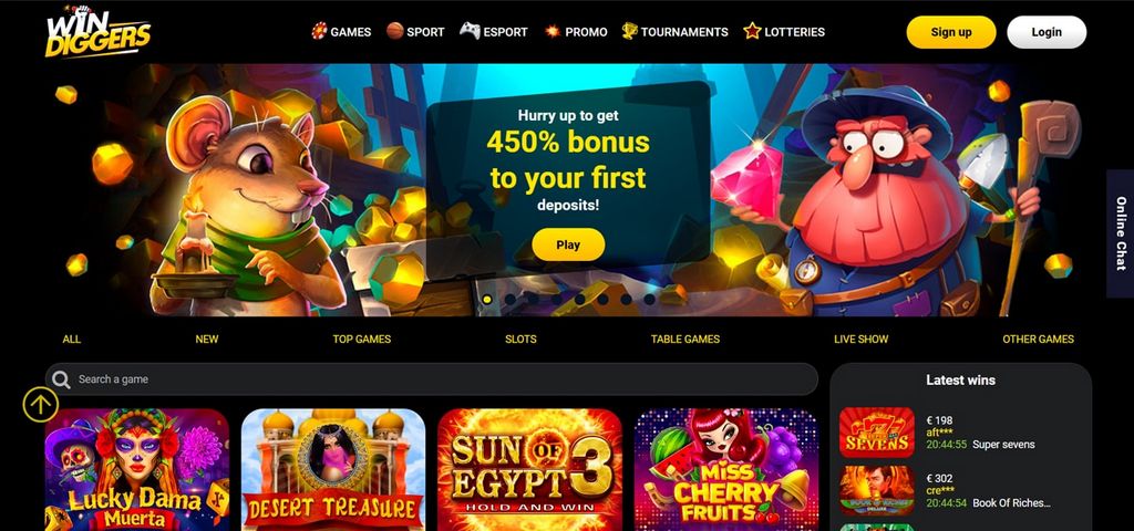 Win Diggers Online Casino Top Gamings